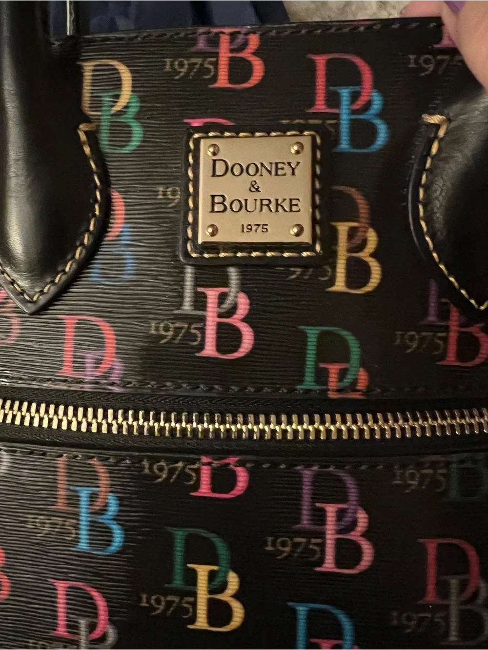 Dooney & Bourke Black Multicolor Logo Dome Satchel 1975 Anniversary Edition
